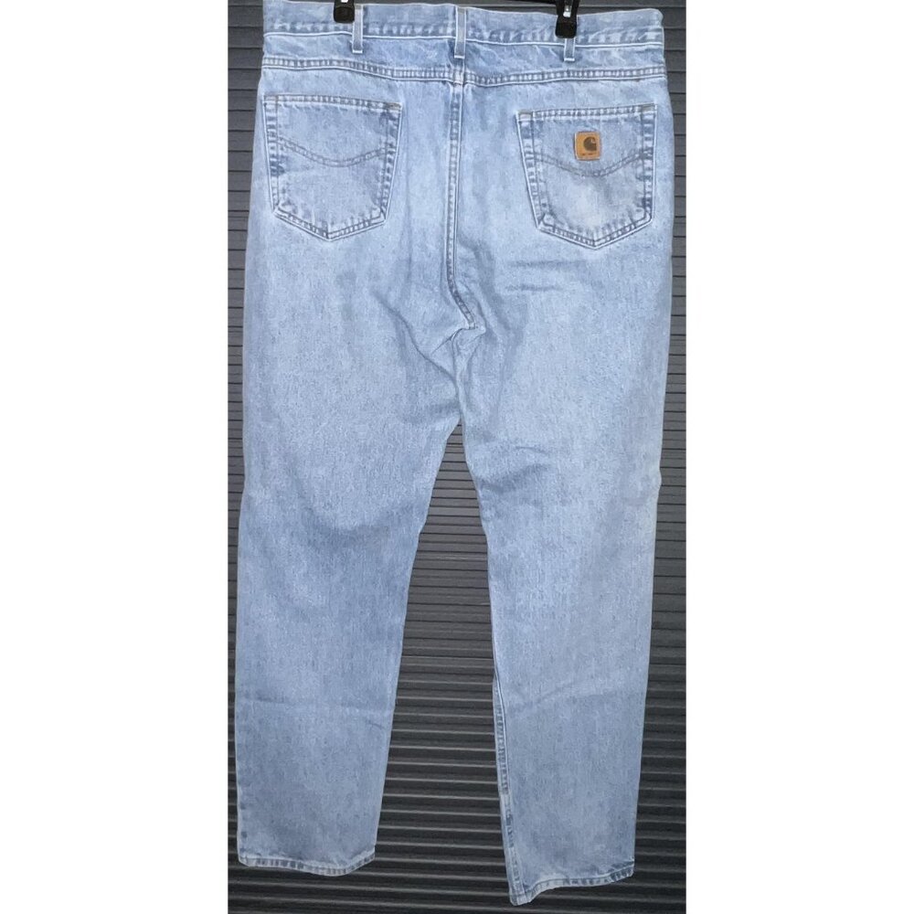 Carhartt Jeans Mens 40x34 Blue Traditional Fit Straight Stonewash Denim Pants - Picture 6 of 12